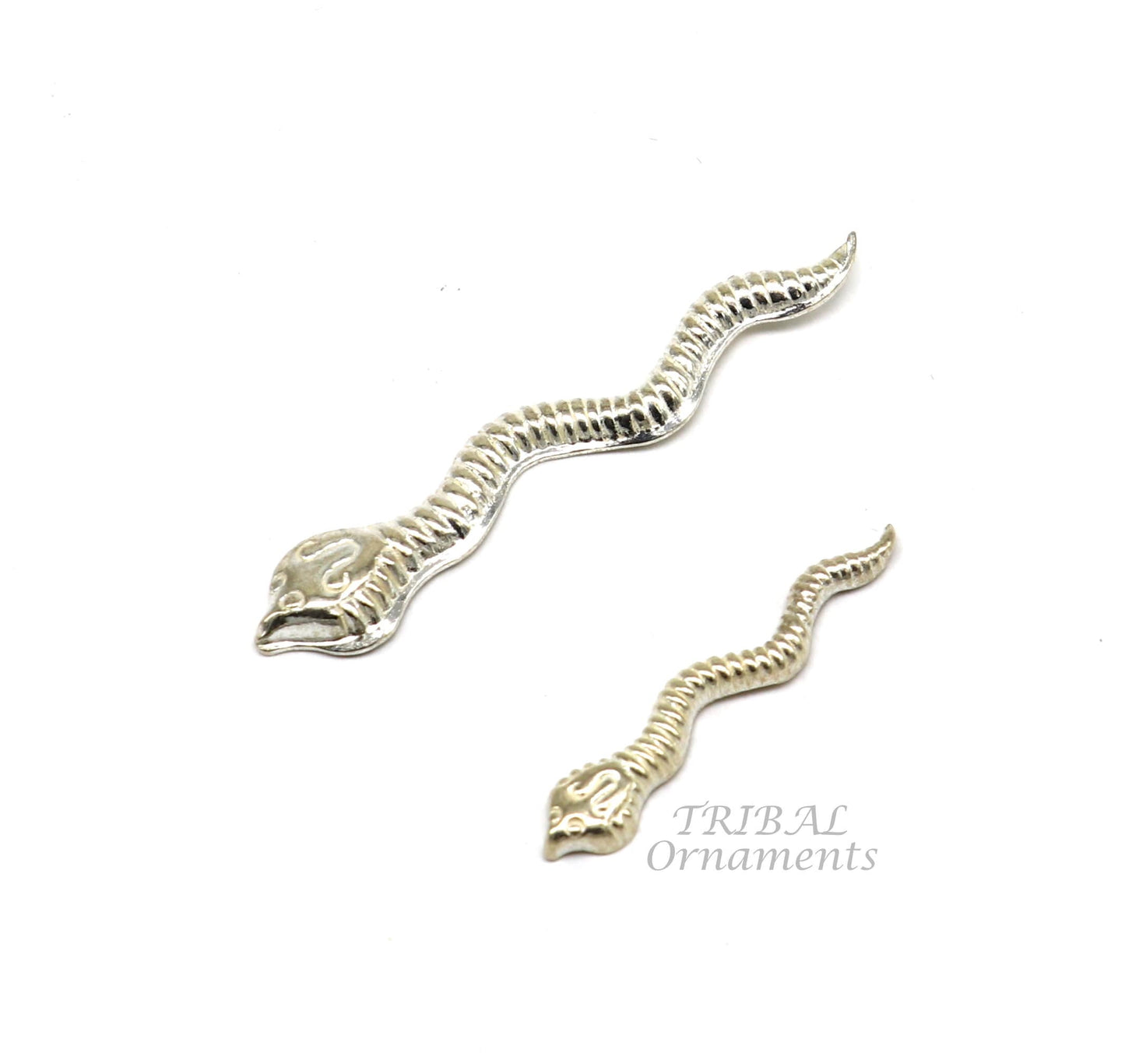 Sterling silver handmade Nag Nagin snake joda pair for puja or worshipping su869 - TRIBAL ORNAMENTS