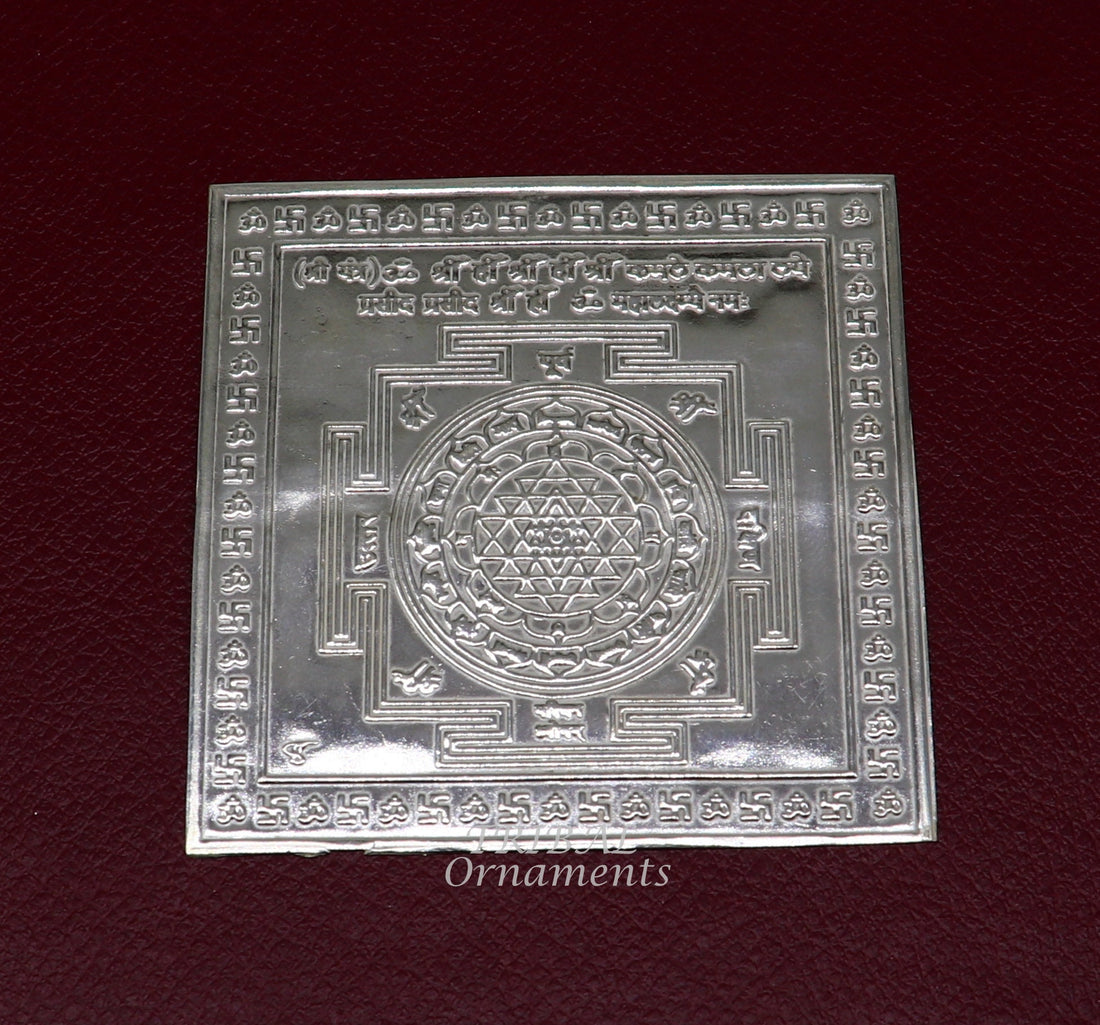 925 sterling silver handmade idol Shree kubera or shri  Yantram holy divine yantram for wealth and prosperity, puja article su882 - TRIBAL ORNAMENTS