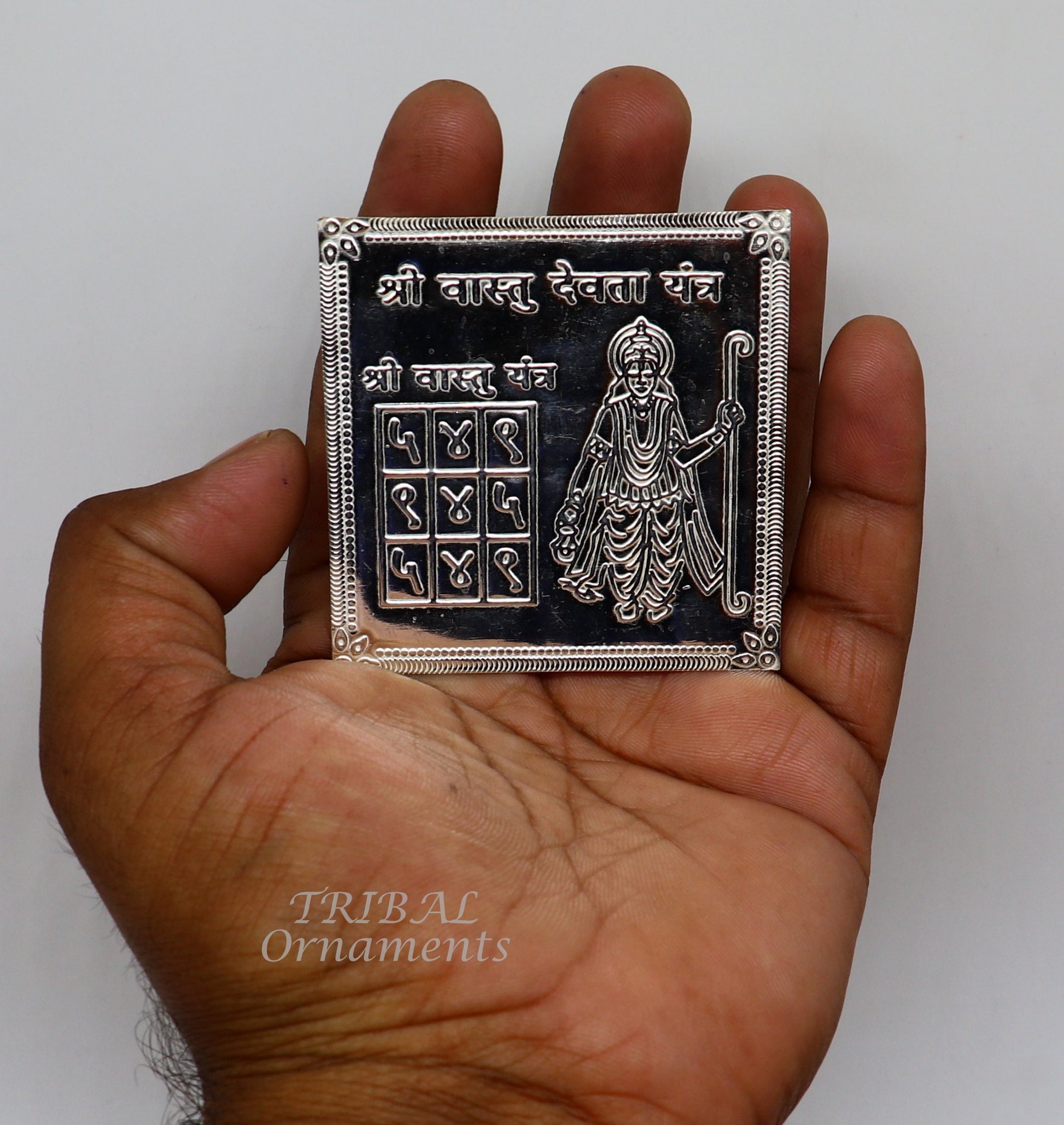 925 sterling silver handmade Shree Vastu Yantra, best for your home,Silver vastu yantram puja article from india su885 - TRIBAL ORNAMENTS