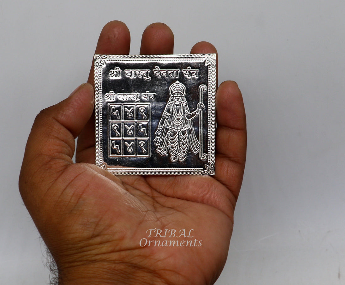 925 sterling silver handmade Shree Vastu Yantra, best for your home,Silver vastu yantram puja article from india su885 - TRIBAL ORNAMENTS