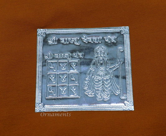 925 sterling silver handmade Shree Vastu Yantra, best for your home,Silver vastu yantram puja article from india su885 - TRIBAL ORNAMENTS