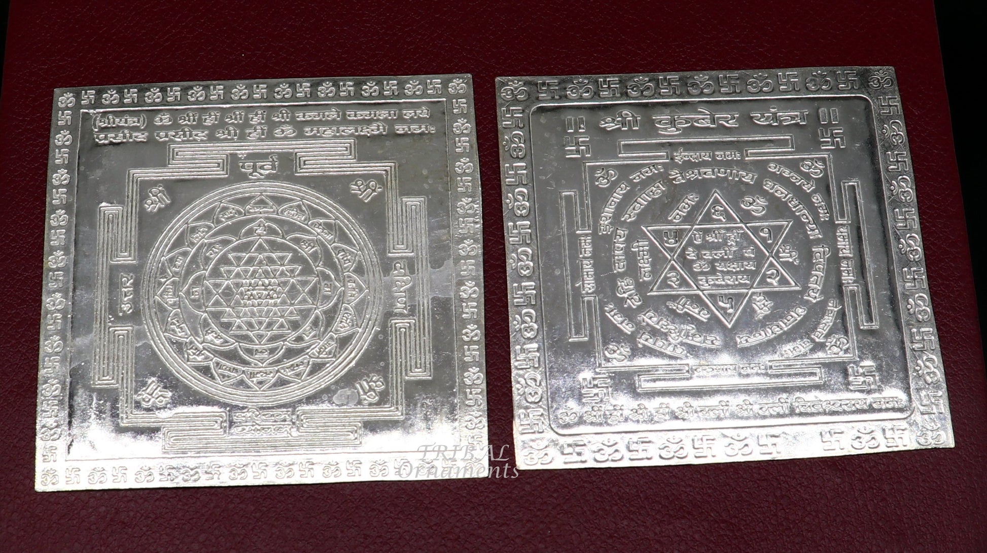 925 sterling silver handmade idol Shree kubera or shri Yantram holy divine yantram for wealth and prosperity, puja article su886 - TRIBAL ORNAMENTS