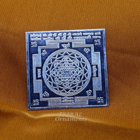 4x4 cm 925 sterling silver handmade Shri  Yantram holy divine yantram for wealth and prosperity, puja article su888 - TRIBAL ORNAMENTS