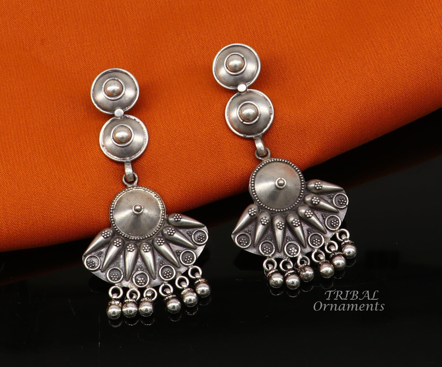 925 Sterling silver handmade flower design stud earrings with drops, excellent customized penalized bridesmaid girls jewelry gifting s1074 - TRIBAL ORNAMENTS