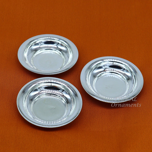 925 silver handmade silver small plate or Tilak bowl , best small tiny plate for saffron sandal or kumkum  tilak dani su895 - TRIBAL ORNAMENTS