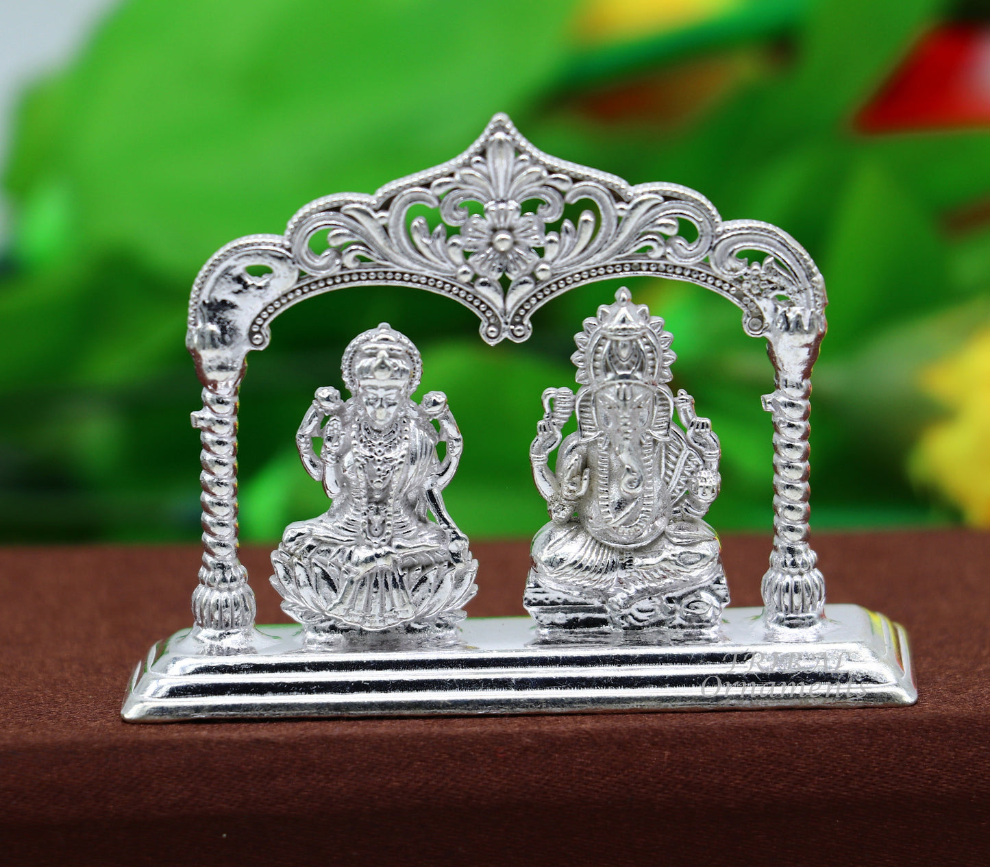 Solid Sterling silver handmade Hindu idols Laxmi Ganesha statue, puja article figurine, home décor Diwali puja gift art560 - TRIBAL ORNAMENTS