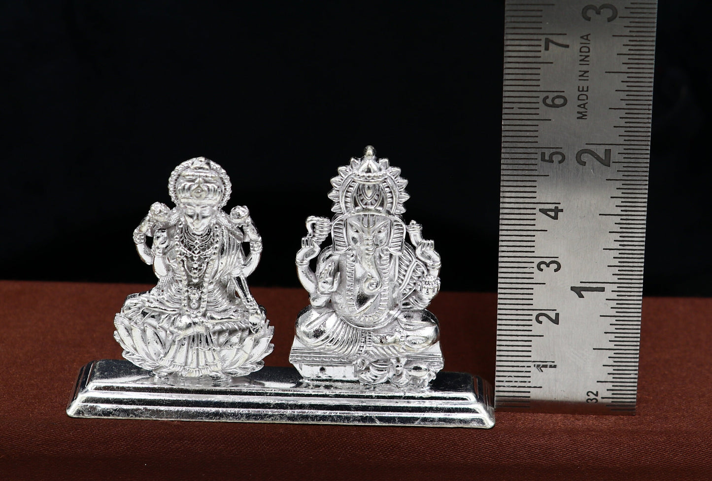 Solid Sterling silver handmade Hindu idols Laxmi Ganesha statue, puja article figurine, home décor Diwali puja gift art561 - TRIBAL ORNAMENTS