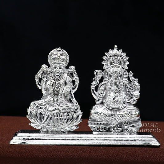 Solid Sterling silver handmade Hindu idols Laxmi Ganesha statue, puja article figurine, home décor Diwali puja gift art561 - TRIBAL ORNAMENTS