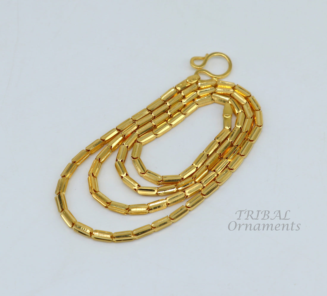 18kt ct yellow gold handmade amazing unique style baht chain all sizes necklace unisex jewelry, best gifting jewelry ch564 - TRIBAL ORNAMENTS