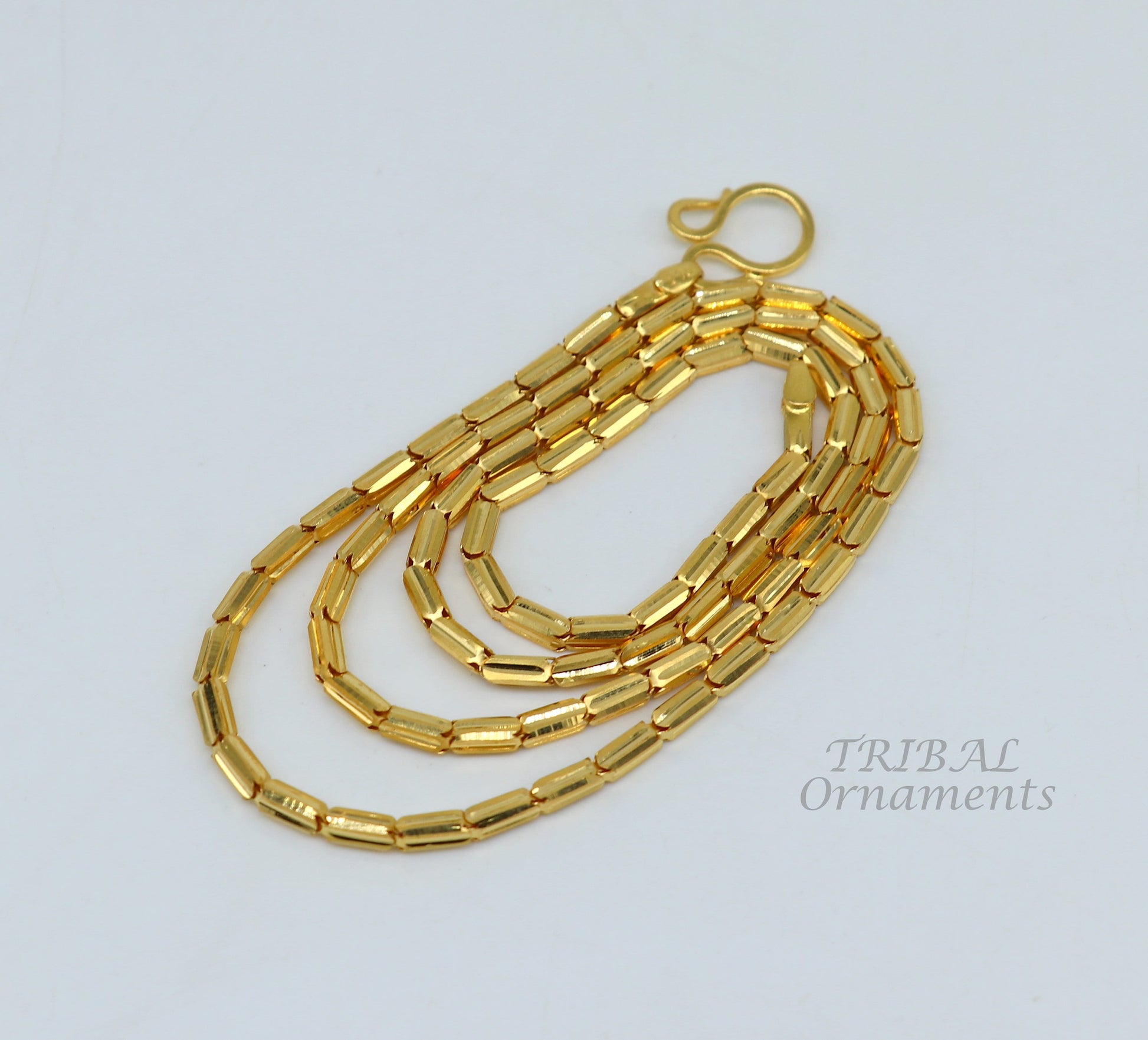 18kt ct yellow gold handmade amazing unique style baht chain all sizes necklace unisex jewelry, best gifting jewelry ch564 - TRIBAL ORNAMENTS