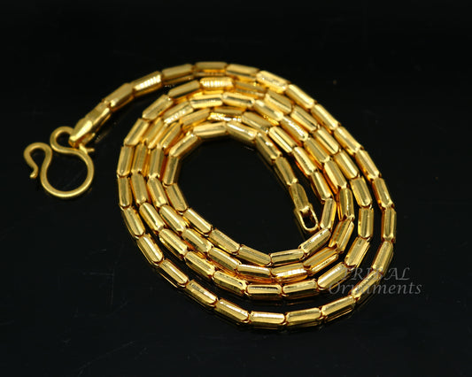 18kt ct yellow gold handmade amazing unique style baht chain all sizes necklace unisex jewelry, best gifting jewelry ch564 - TRIBAL ORNAMENTS