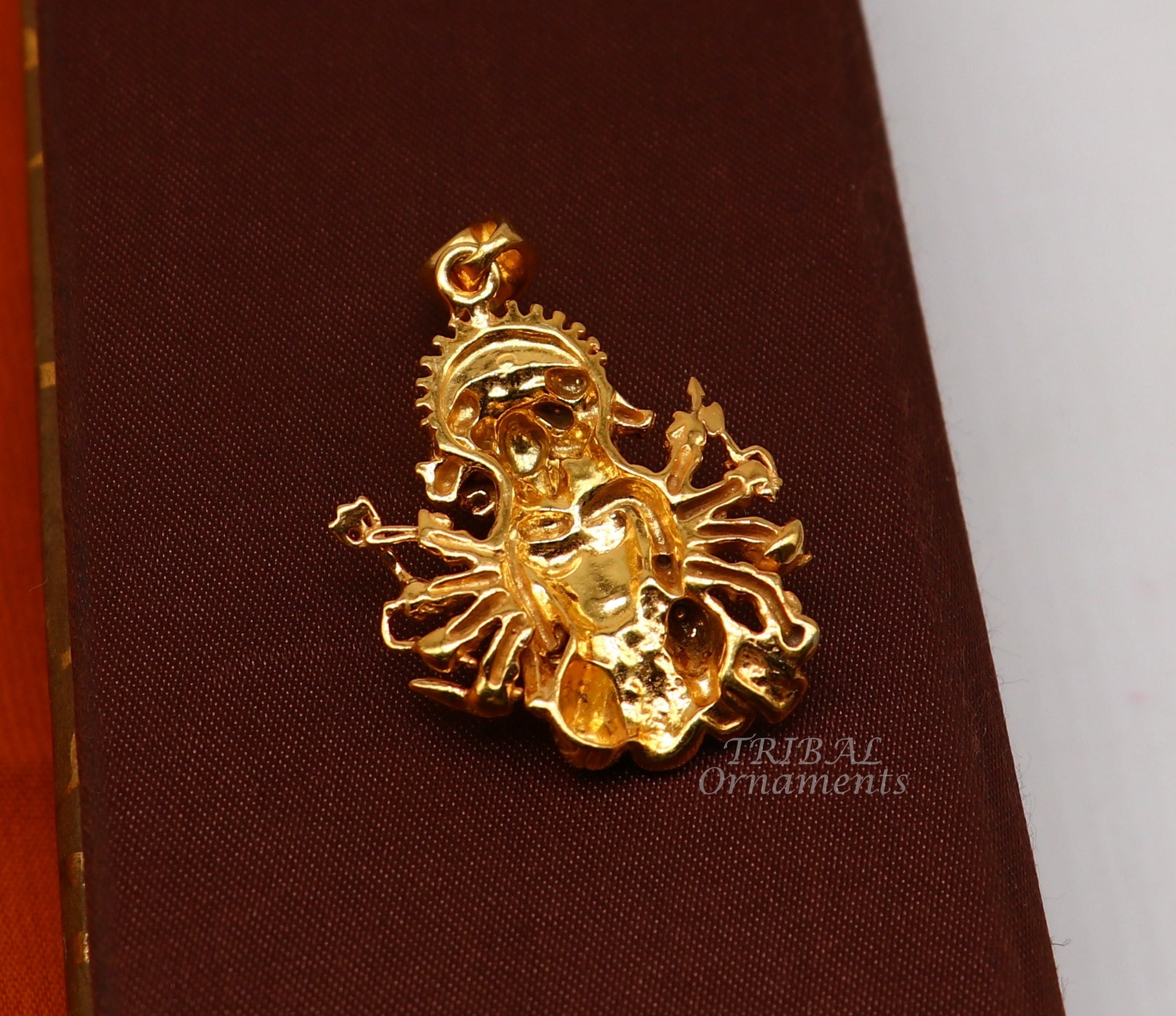 Pure 925 sterling silver handmade Hindu god Lord Panchmukhi Hanuman Gold polished pendant, amazing designer pendant unisex jewelry nsp543 - TRIBAL ORNAMENTS