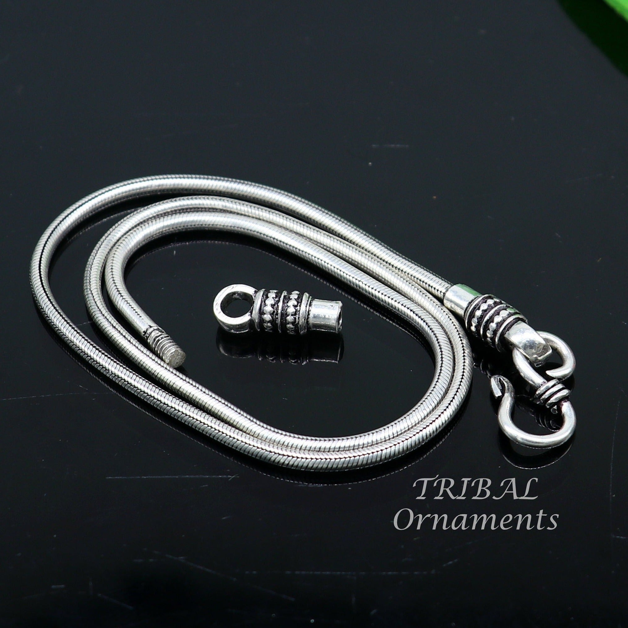 Sterling Silver Snake Necklace Silver - Calibre Menswear