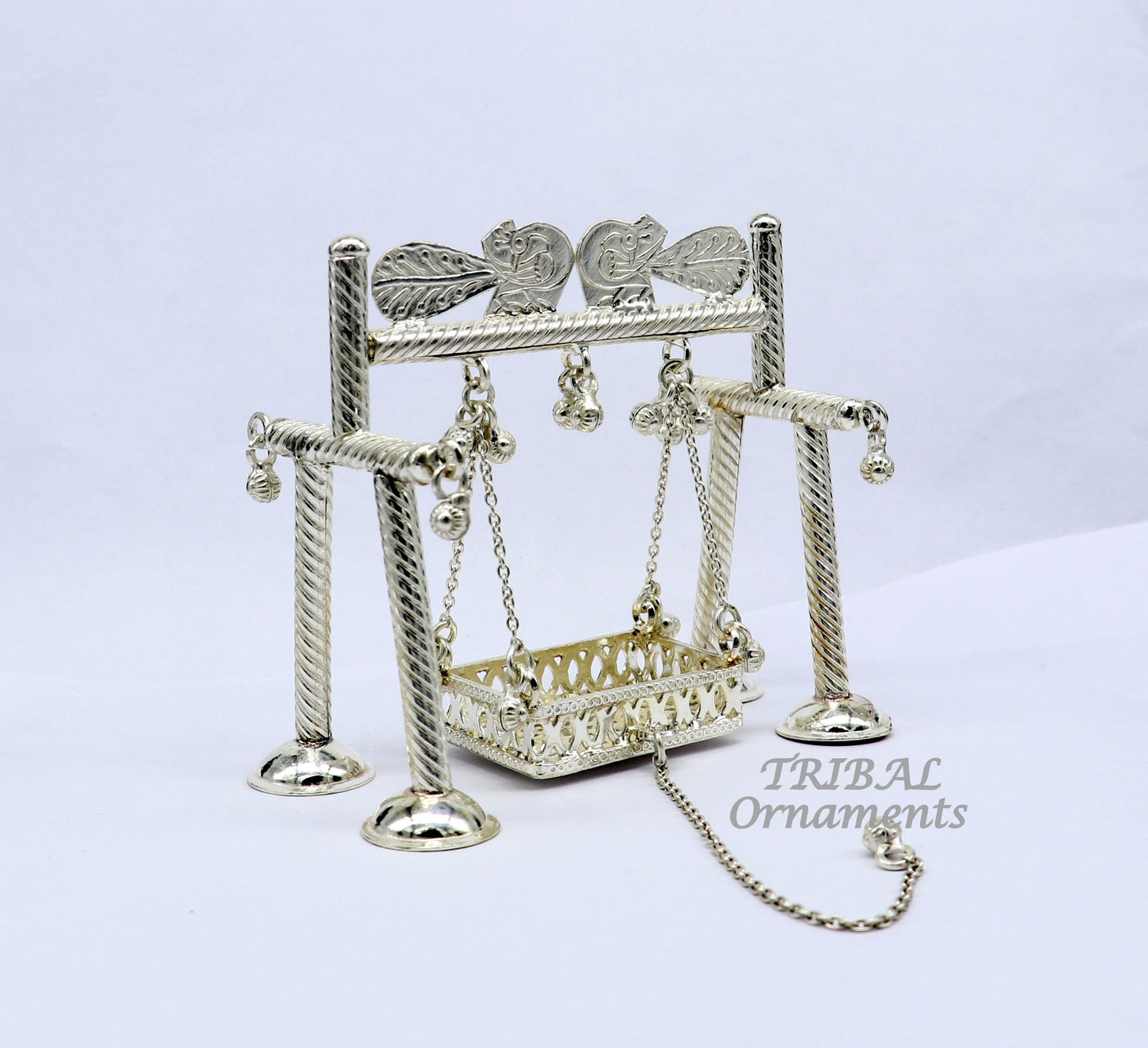 925 Sterling silver handmade Bal Gopala jhula, little Krishna swing, child krishan palana, silver jhula, laddu gopal jhula, silver art su928 - TRIBAL ORNAMENTS