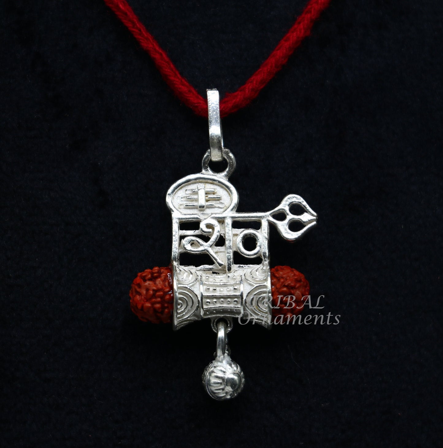 925 sterling silver handmade Lord Shiva Damaru style rudraksha pendant gorgeous hanging drops ,excellent "Shiva" pendant nsp547 - TRIBAL ORNAMENTS