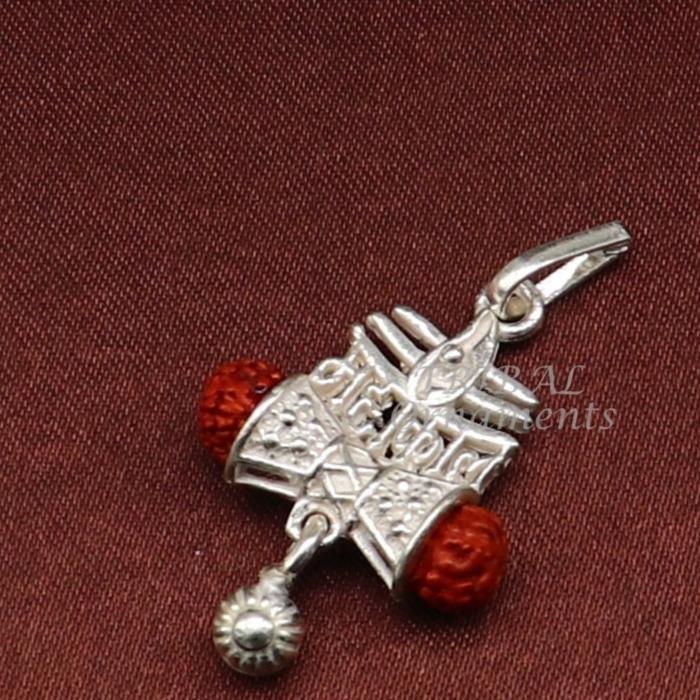 925 sterling silver handmade Lord Shiva Damaru style Mahakal pendant gorgeous hanging drops ,excellent "Mahakal" pendant nsp548 - TRIBAL ORNAMENTS