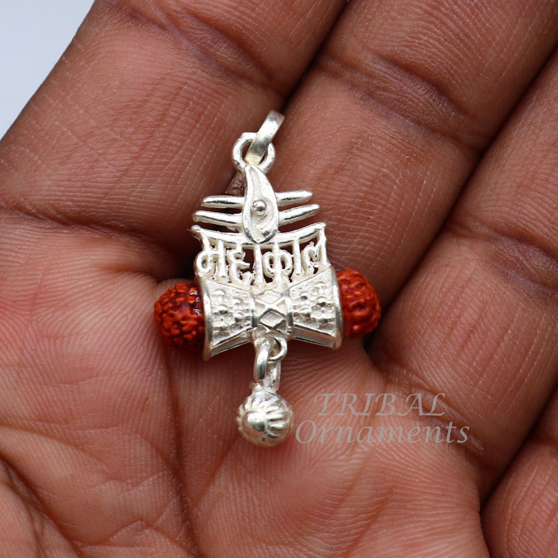 925 sterling silver handmade Lord Shiva Damaru style Mahakal pendant gorgeous hanging drops ,excellent "Mahakal" pendant nsp548 - TRIBAL ORNAMENTS