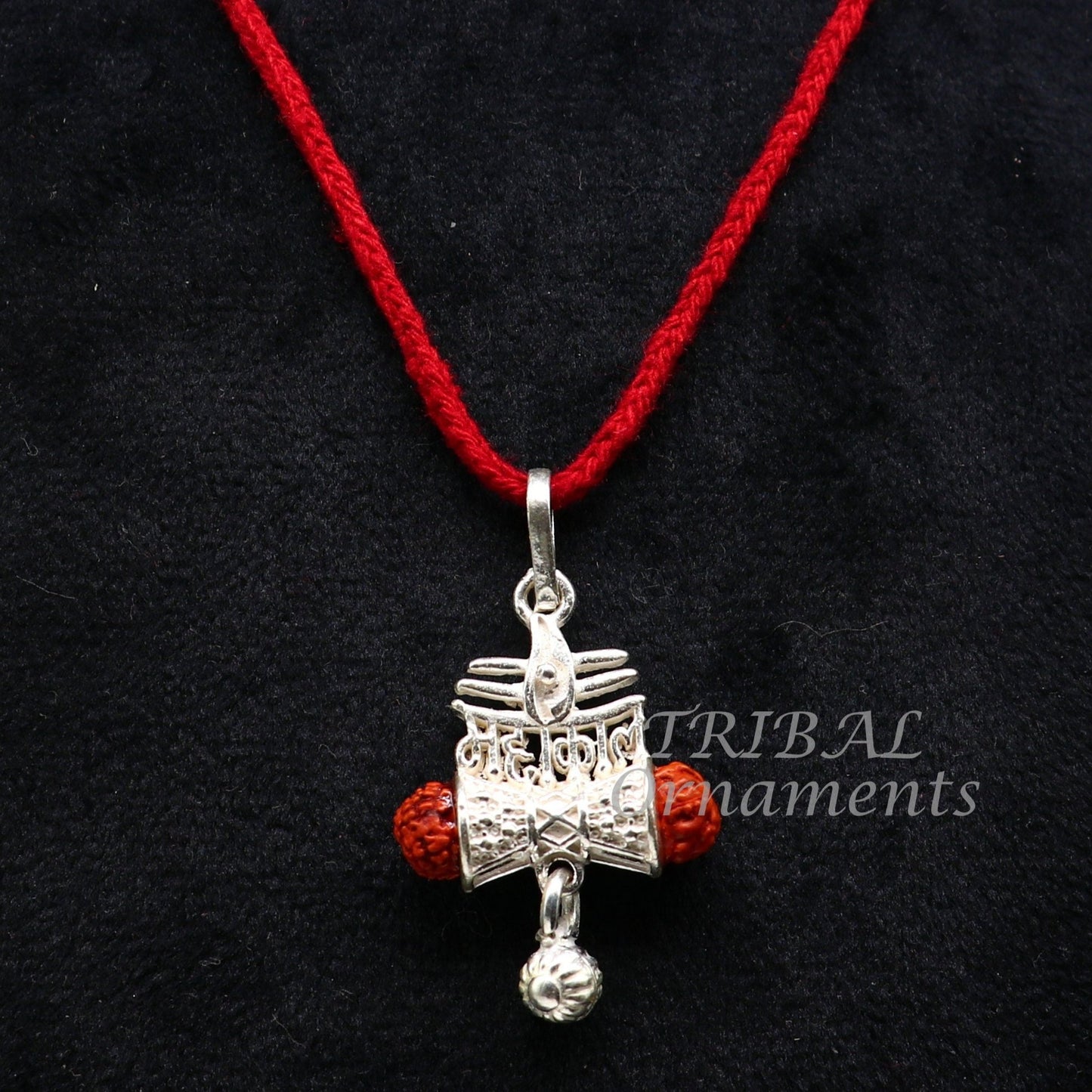 925 sterling silver handmade Lord Shiva Damaru style Mahakal pendant gorgeous hanging drops ,excellent "Mahakal" pendant nsp548 - TRIBAL ORNAMENTS