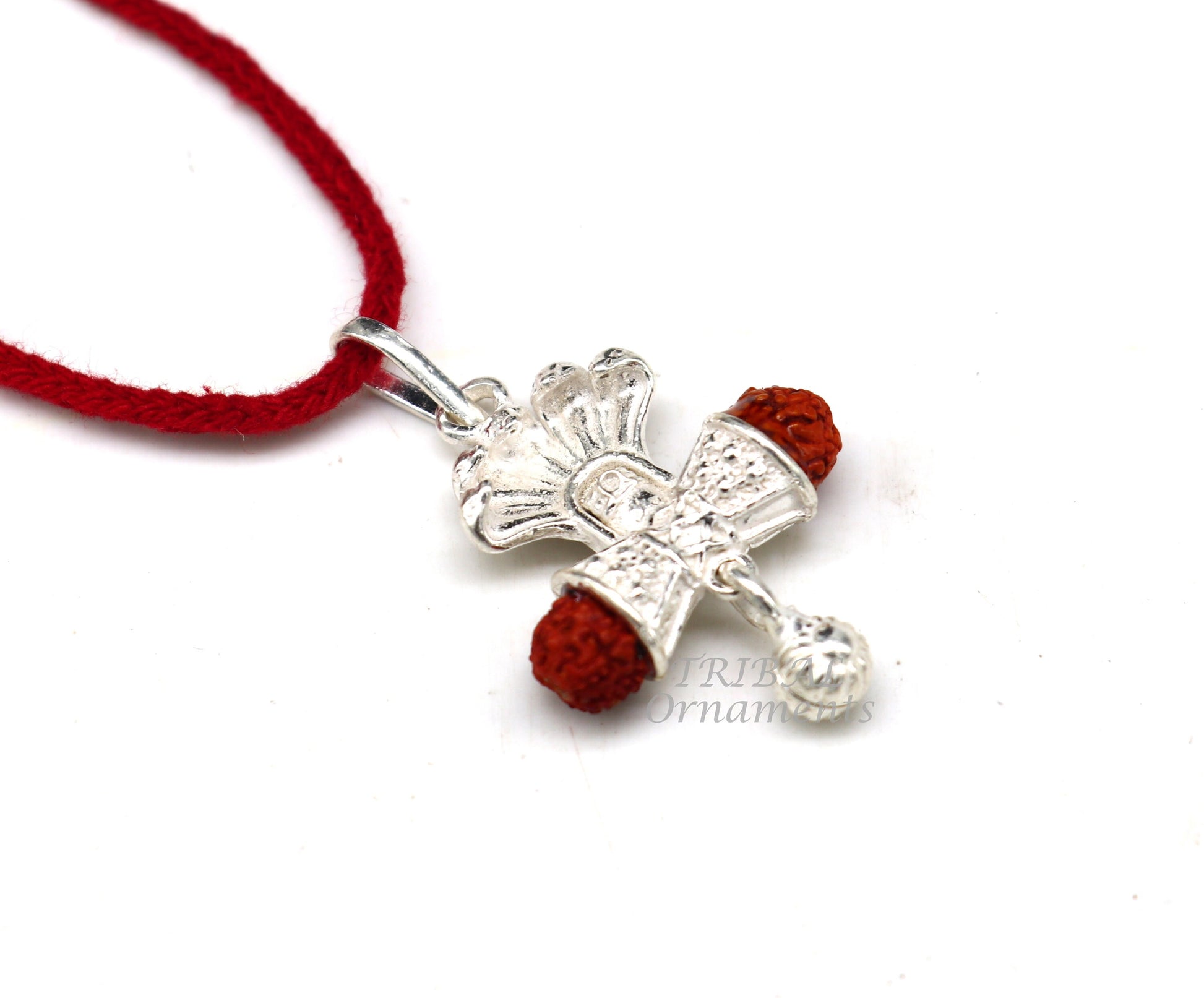 925 sterling silver handmade lord shiva lingam with sheshnag style rudraksha pendant for unisex best gifting jewelry from india nsp550 - TRIBAL ORNAMENTS