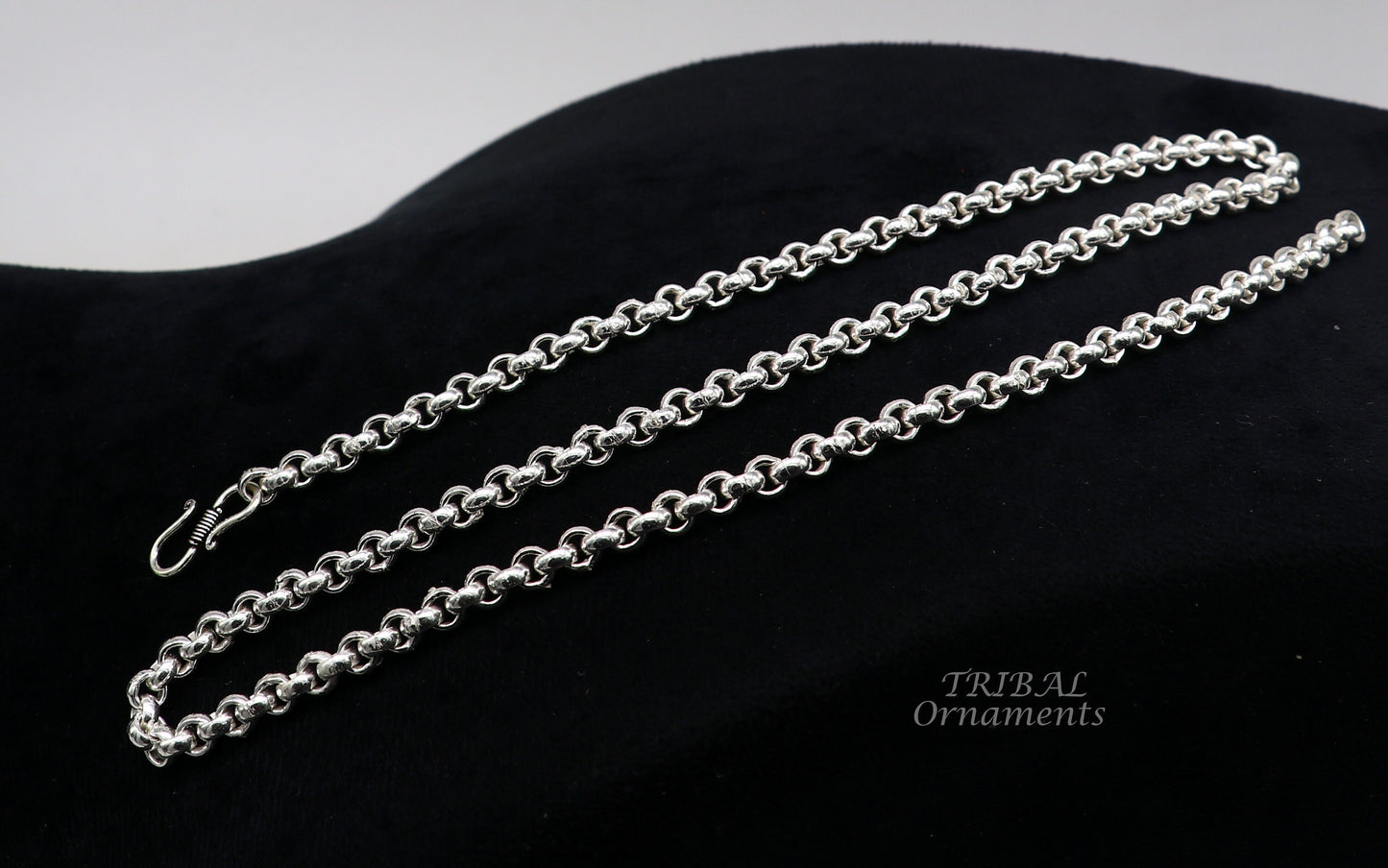 All sizes 925 Sterling silver handmade fabulous cable link rolo chain unisex necklace or anklet or belly chain  jewelry from india ch199 - TRIBAL ORNAMENTS