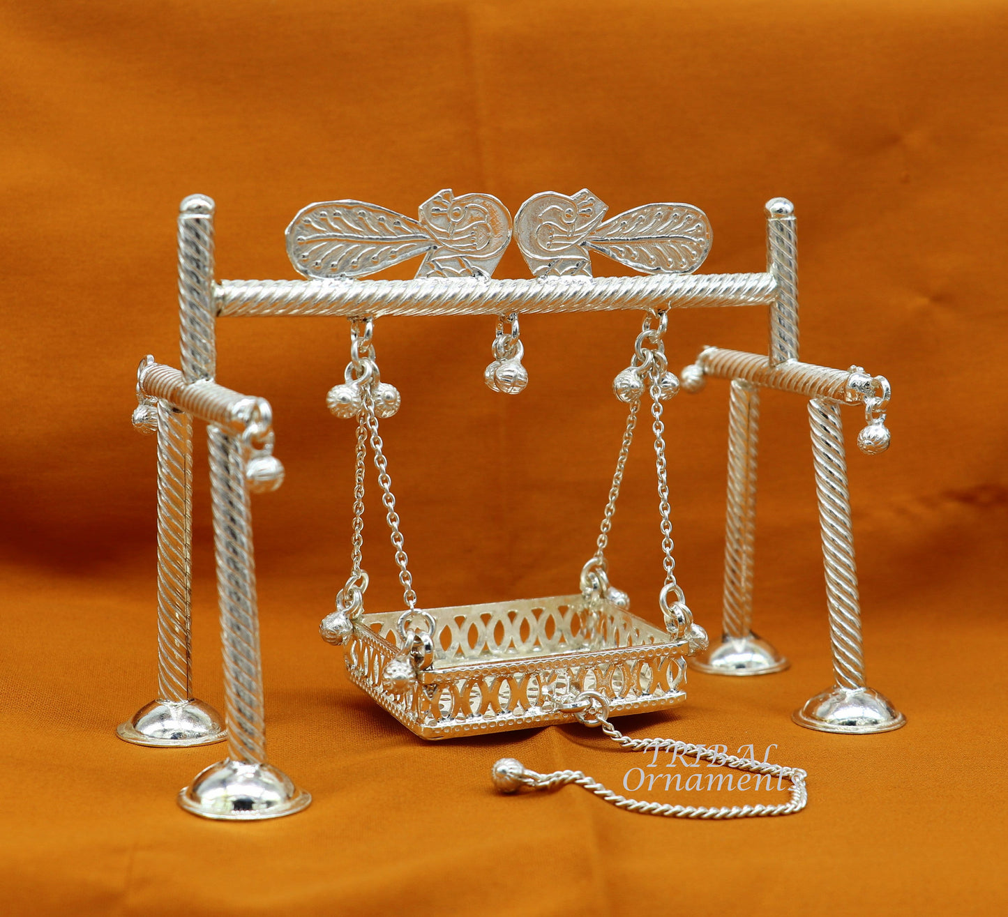 925 Sterling silver handmade Bal Gopala jhula, little Krishna swing, child krishan palana, silver jhula, laddu gopal jhula, silver art su943 - TRIBAL ORNAMENTS