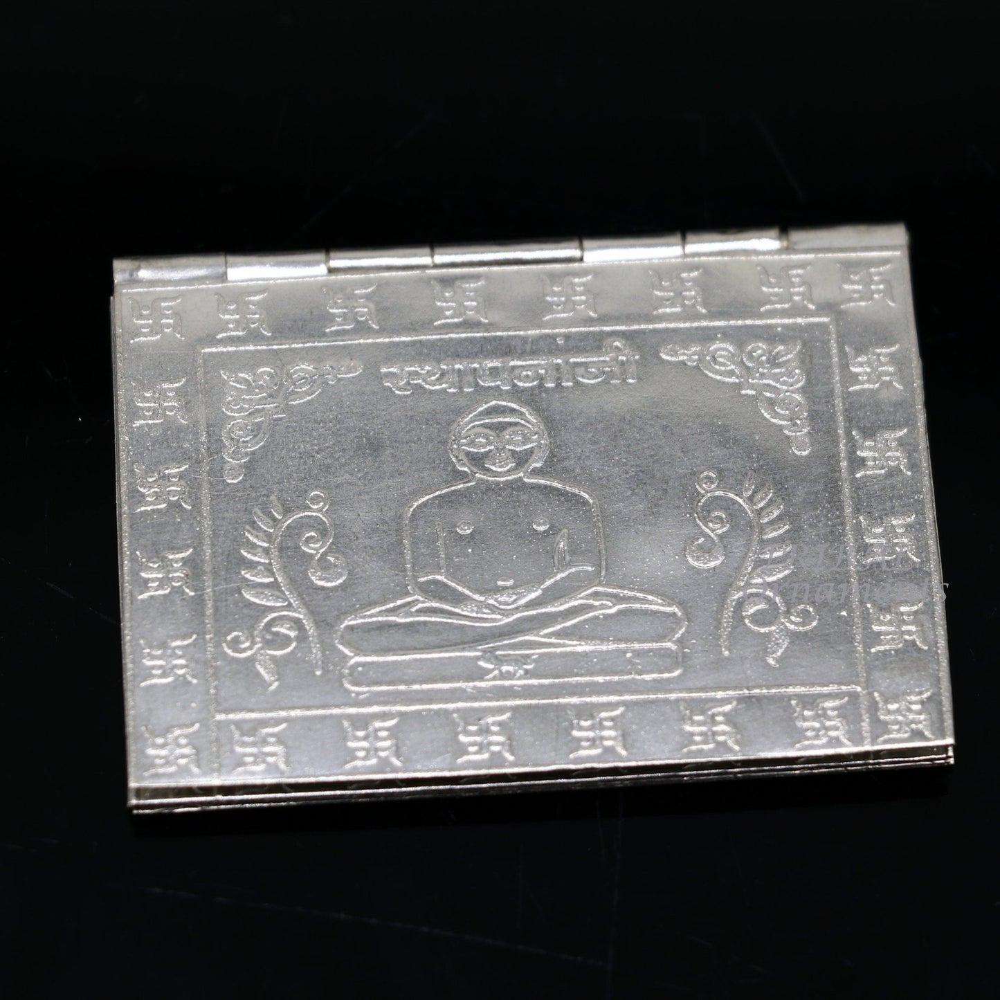 925 sterling silver handmade Divine Navkar Mantra jain mantra, shree sthapna ji namaskar mahamantra  page book with boot stand su954 - TRIBAL ORNAMENTS