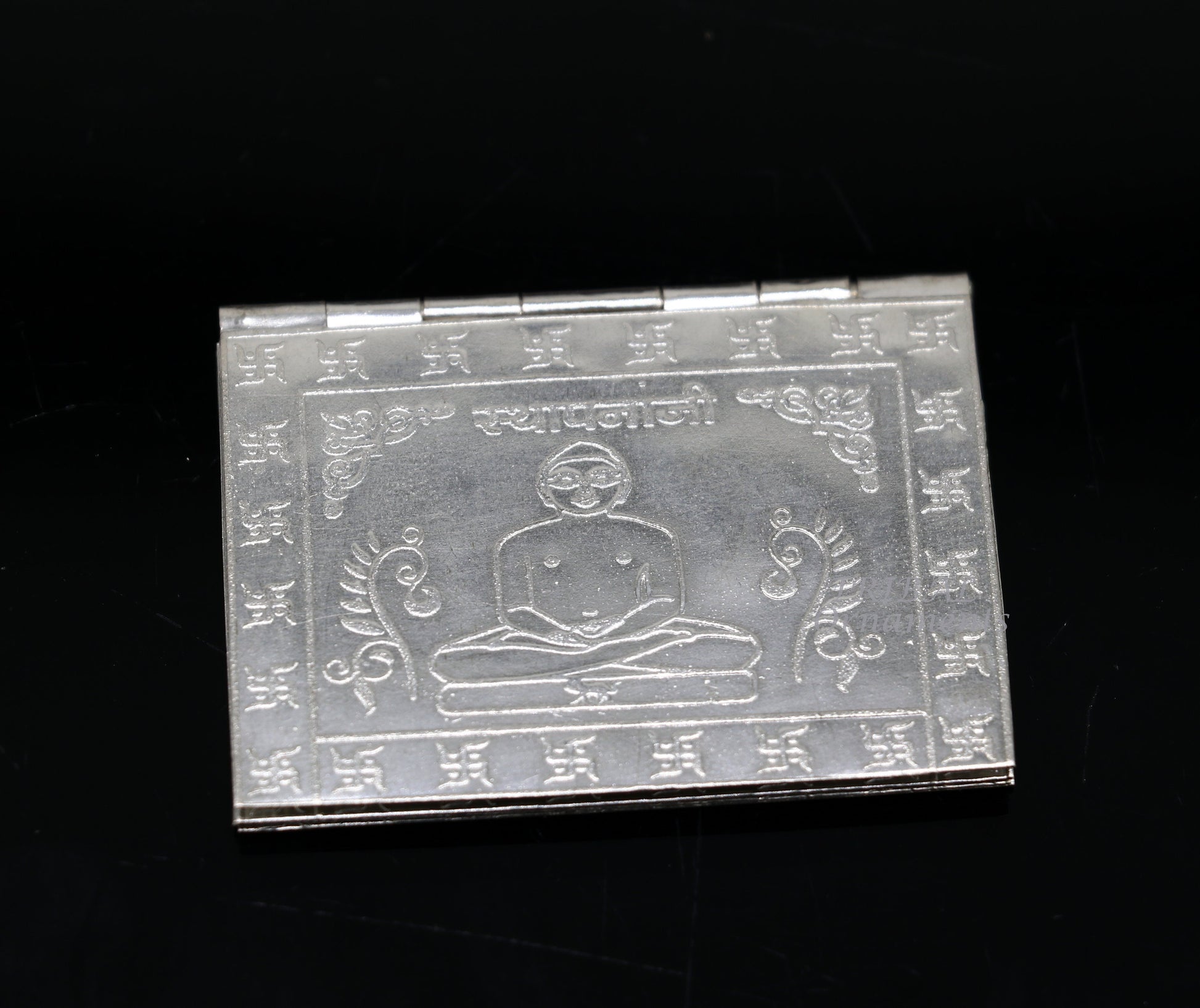 925 sterling silver handmade Divine Navkar Mantra jain mantra, shree sthapna ji namaskar mahamantra  page book with boot stand su954 - TRIBAL ORNAMENTS