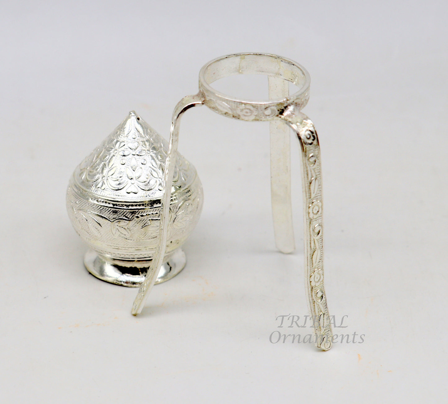 925 sterling silver handmade God shiva lingam water flow pot or puja kalas for Abhishek of lingam, best worshipping article from india su912 - TRIBAL ORNAMENTS