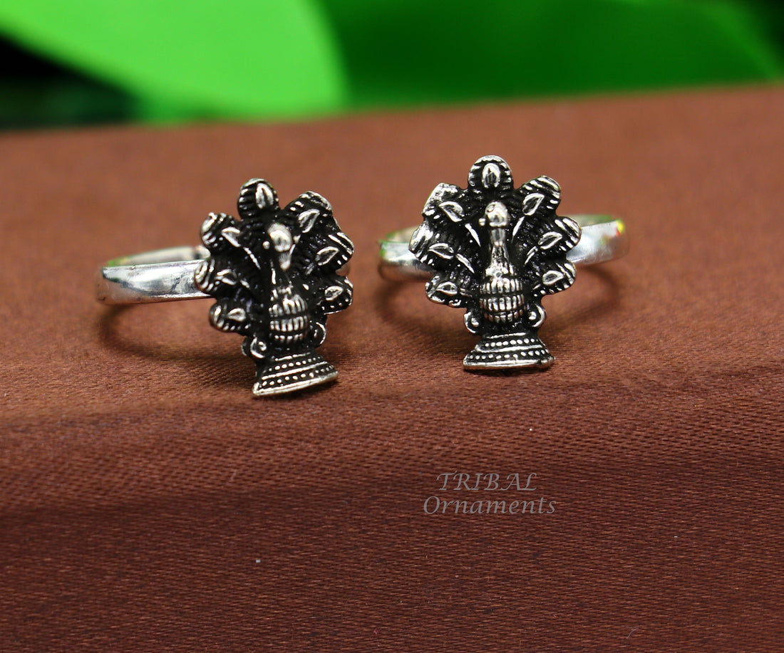 925 sterling silver handmade fabulous dancing peacock design toe ring band tribal belly dance vintage style ethnic jewelry ytr30 - TRIBAL ORNAMENTS