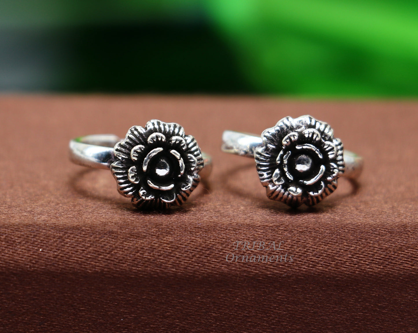 925 sterling silver handmade fabulous flower design toe ring band tribal belly dance vintage style ethnic brides jewelry ytr32 - TRIBAL ORNAMENTS