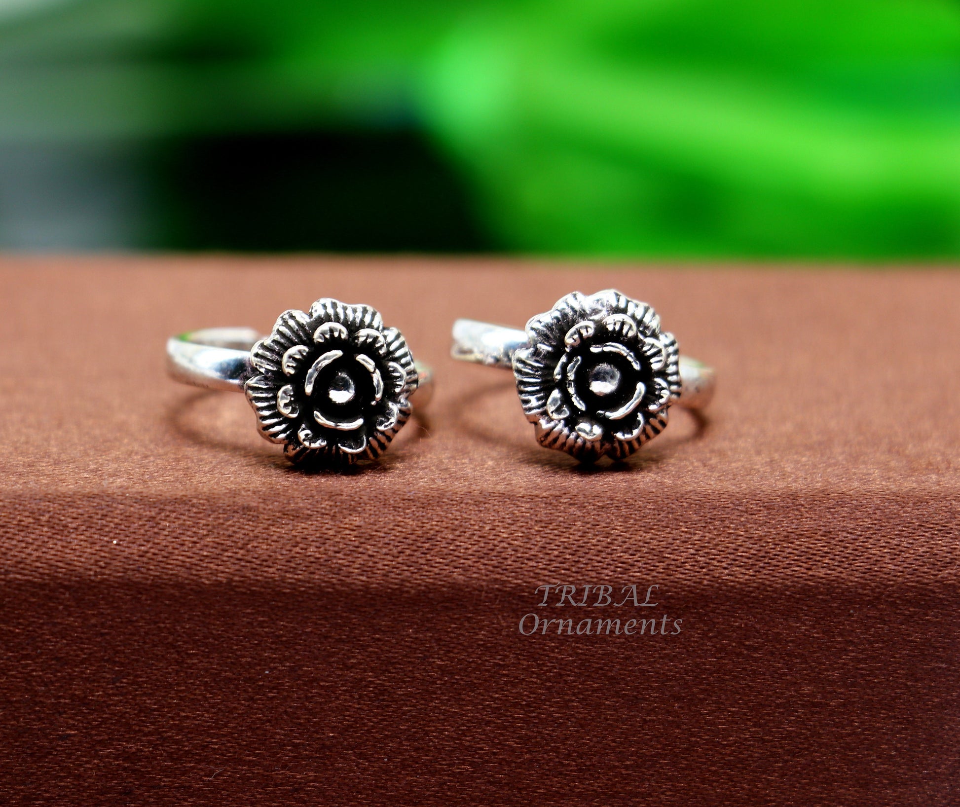 925 sterling silver handmade fabulous flower design toe ring band tribal belly dance vintage style ethnic brides jewelry ytr32 - TRIBAL ORNAMENTS