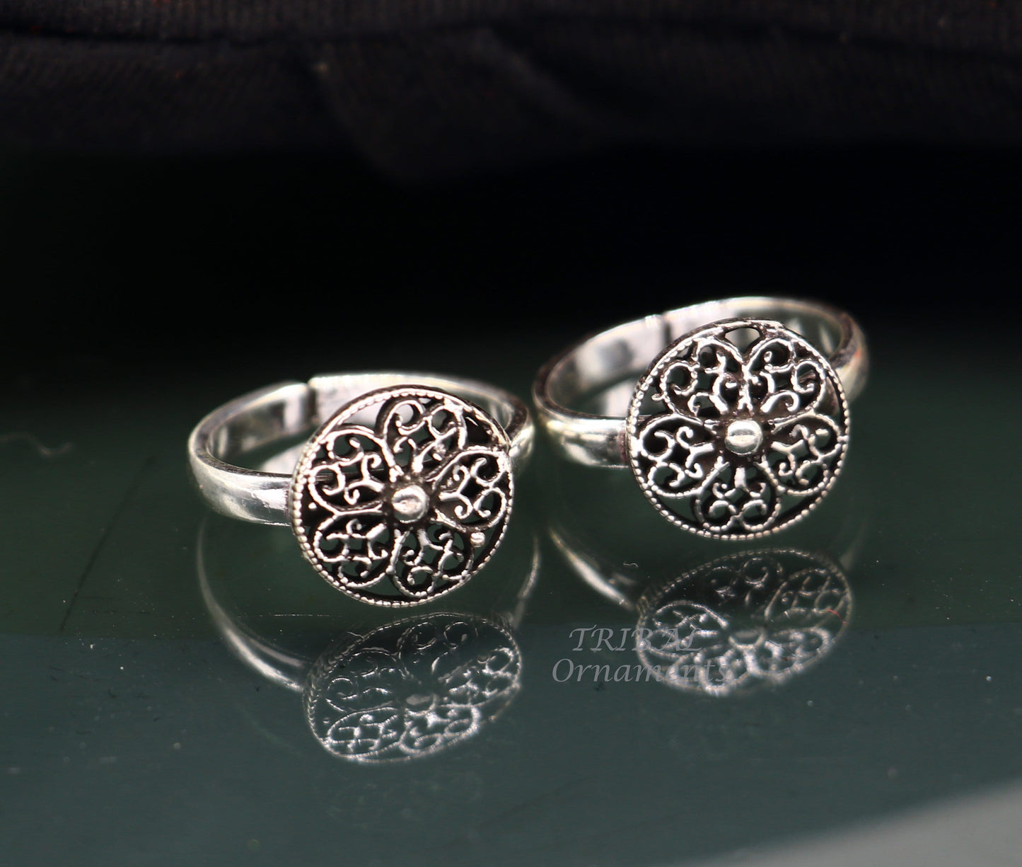 925 sterling silver handmade fabulous flower design toe ring band tribal belly dance vintage style ethnic brides jewelry ytr33 - TRIBAL ORNAMENTS