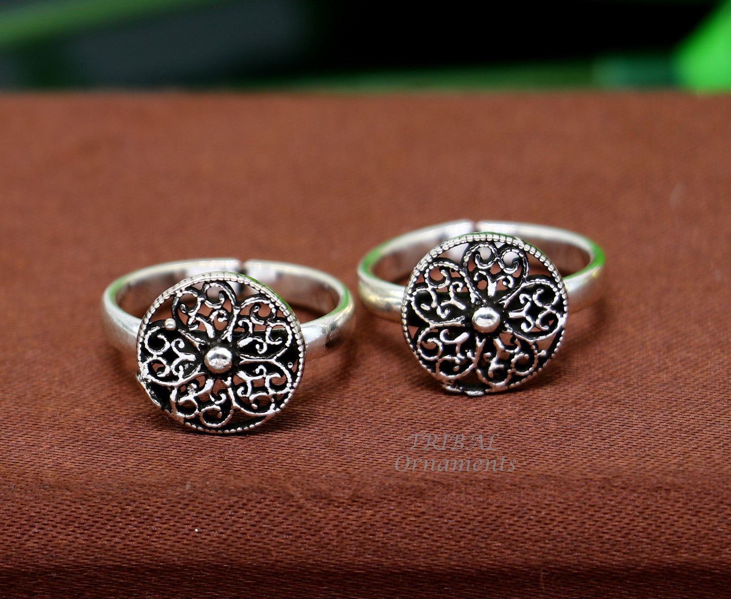 925 sterling silver handmade fabulous flower design toe ring band tribal belly dance vintage style ethnic brides jewelry ytr33 - TRIBAL ORNAMENTS