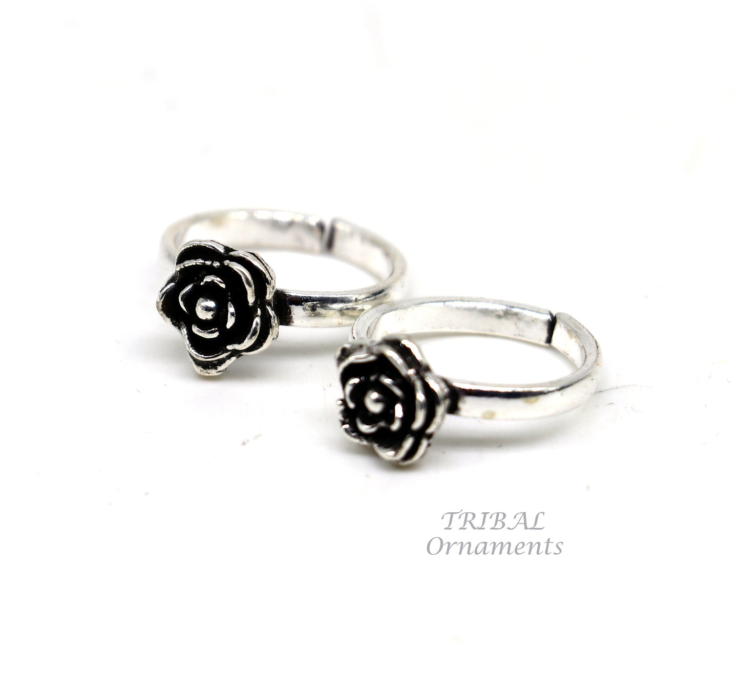 925 sterling silver handmade amazing rose flower design toe ring band tribal belly dance vintage style ethnic brides jewelry ytr34 - TRIBAL ORNAMENTS