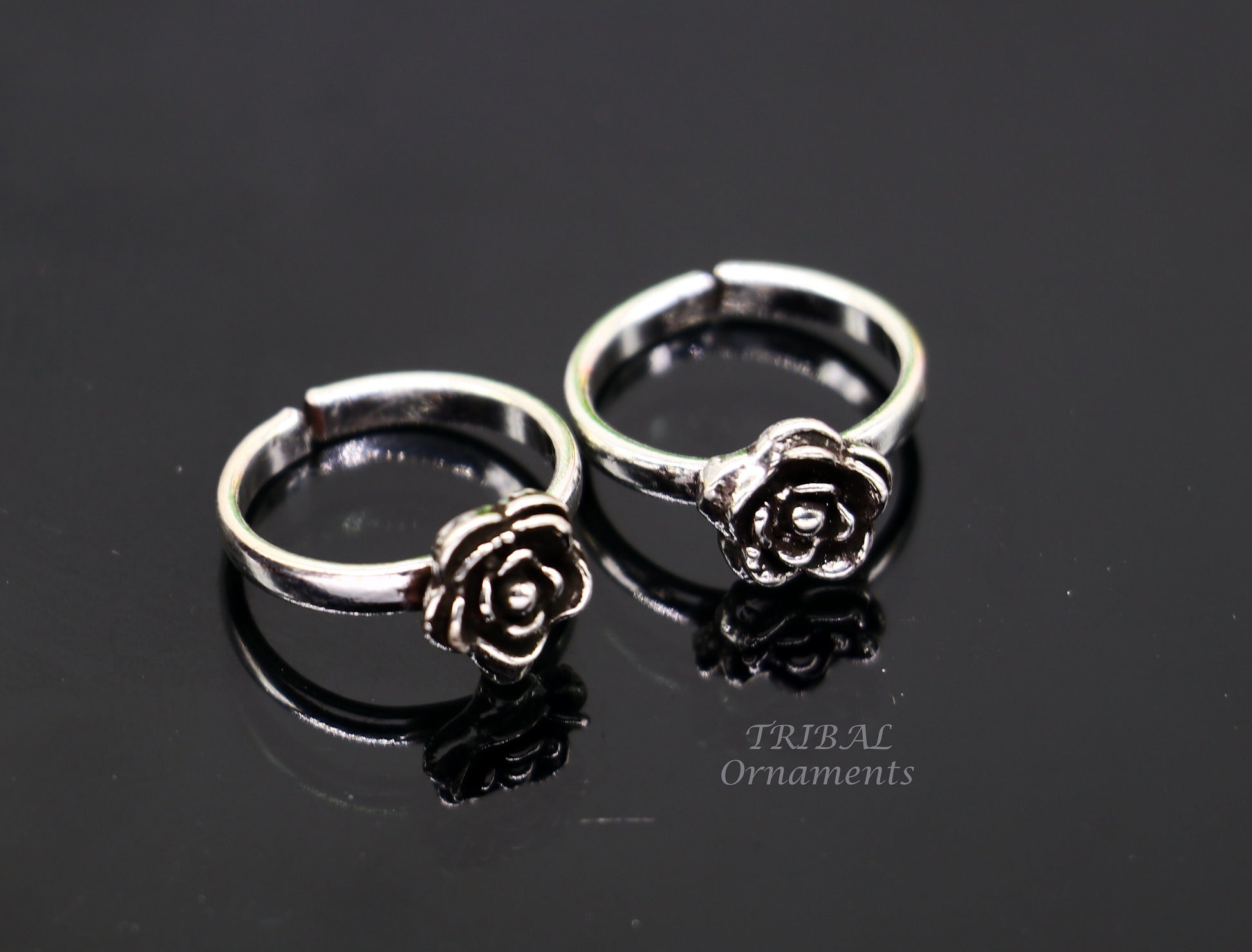 925 sterling silver handmade amazing rose flower design toe ring band tribal belly dance vintage style ethnic brides jewelry ytr34 - TRIBAL ORNAMENTS