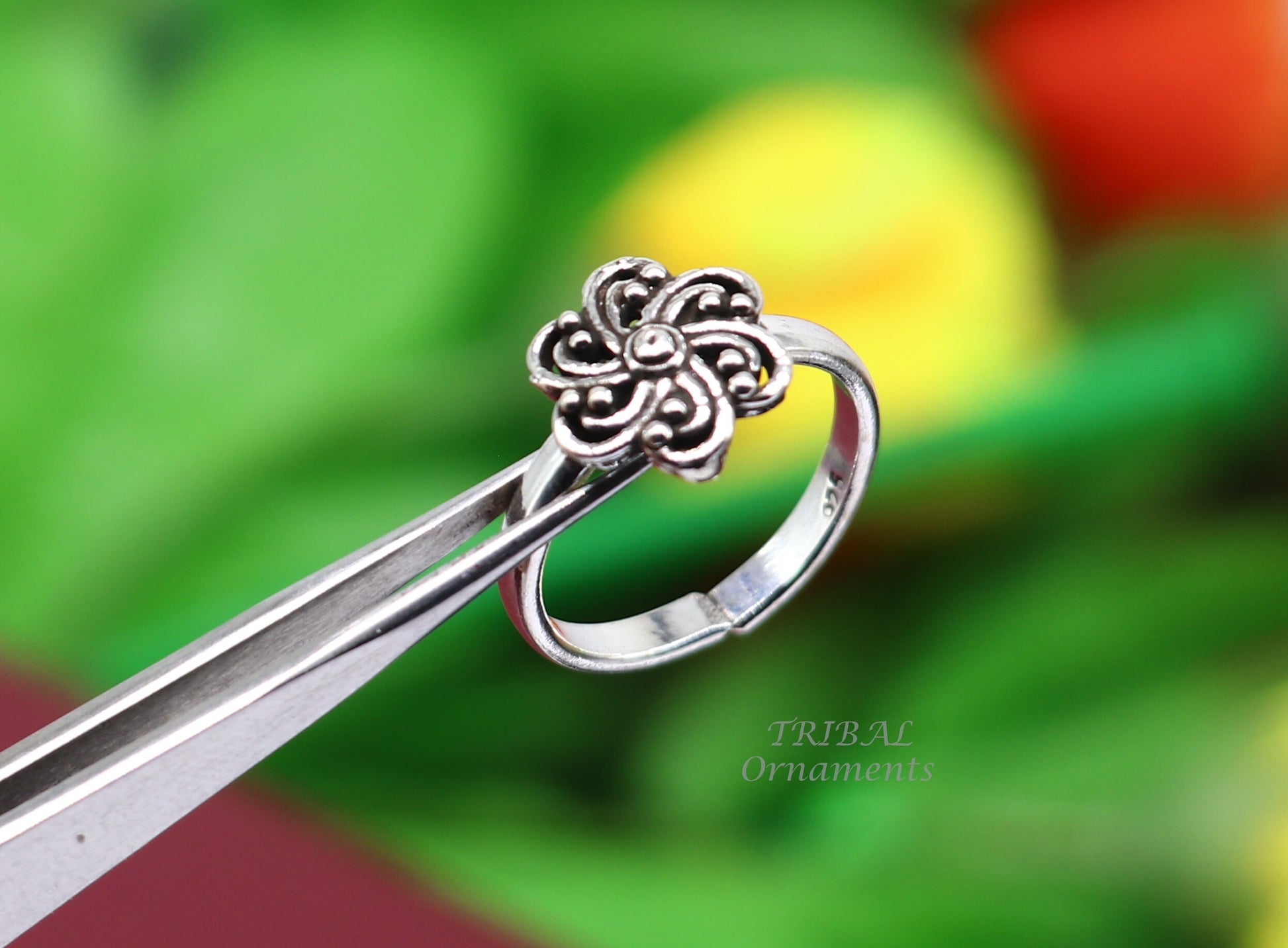 925 sterling silver handmade stylish flower design toe ring band tribal belly dance vintage style ethnic brides jewelry ytr36 - TRIBAL ORNAMENTS