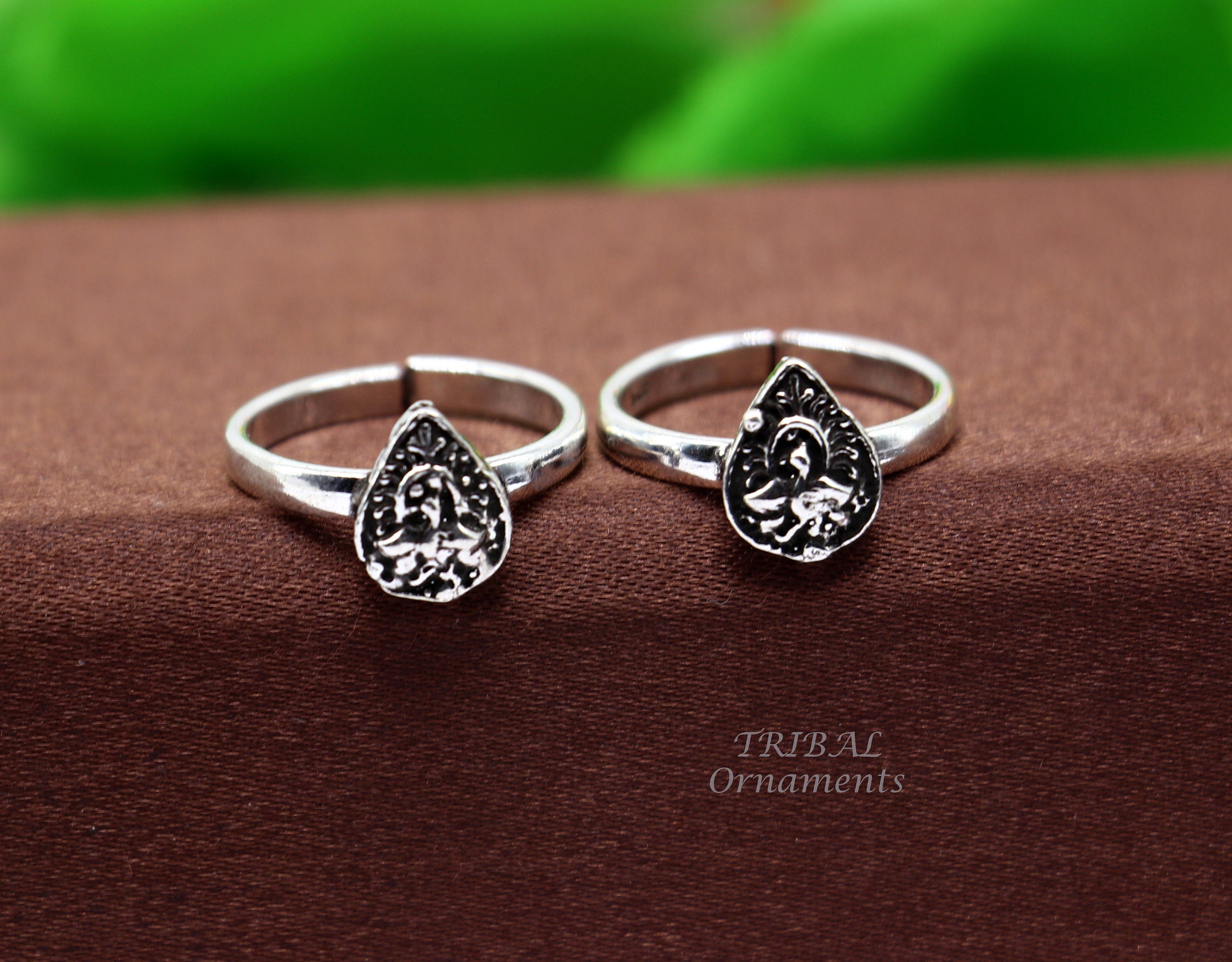 92.5 Sterling Silver Peacock Design Toe Rings For Women - Silver Palace