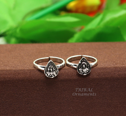 925 sterling silver handmade fabulous peacock design toe ring band tribal belly dance vintage style ethnic jewelry ytr37 - TRIBAL ORNAMENTS