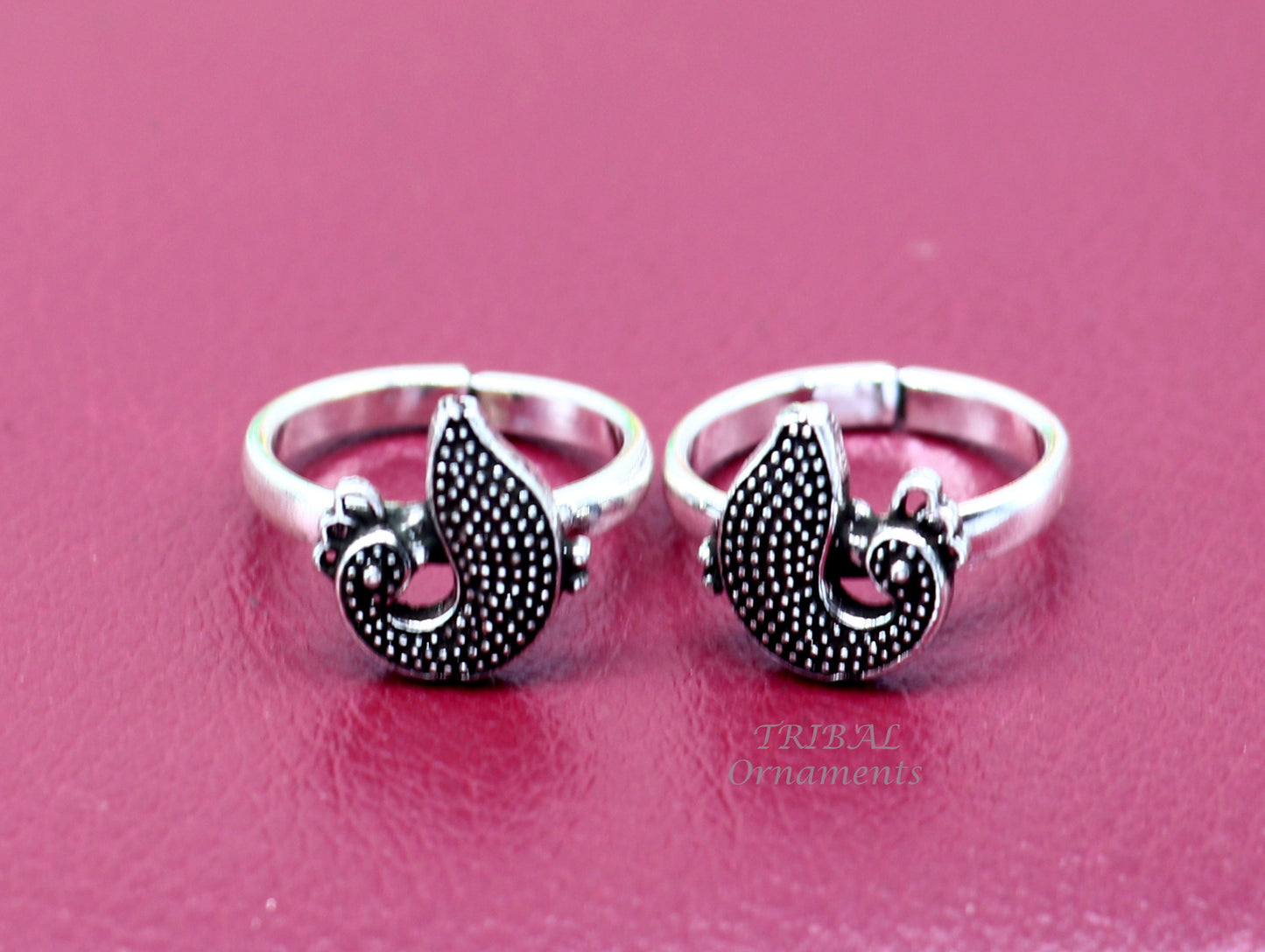 925 sterling silver handmade fabulous peacock design toe ring band tribal belly dance vintage style ethnic jewelry ytr38 - TRIBAL ORNAMENTS