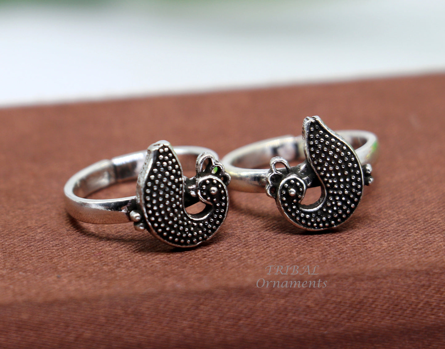 925 sterling silver handmade fabulous peacock design toe ring band tribal belly dance vintage style ethnic jewelry ytr38 - TRIBAL ORNAMENTS