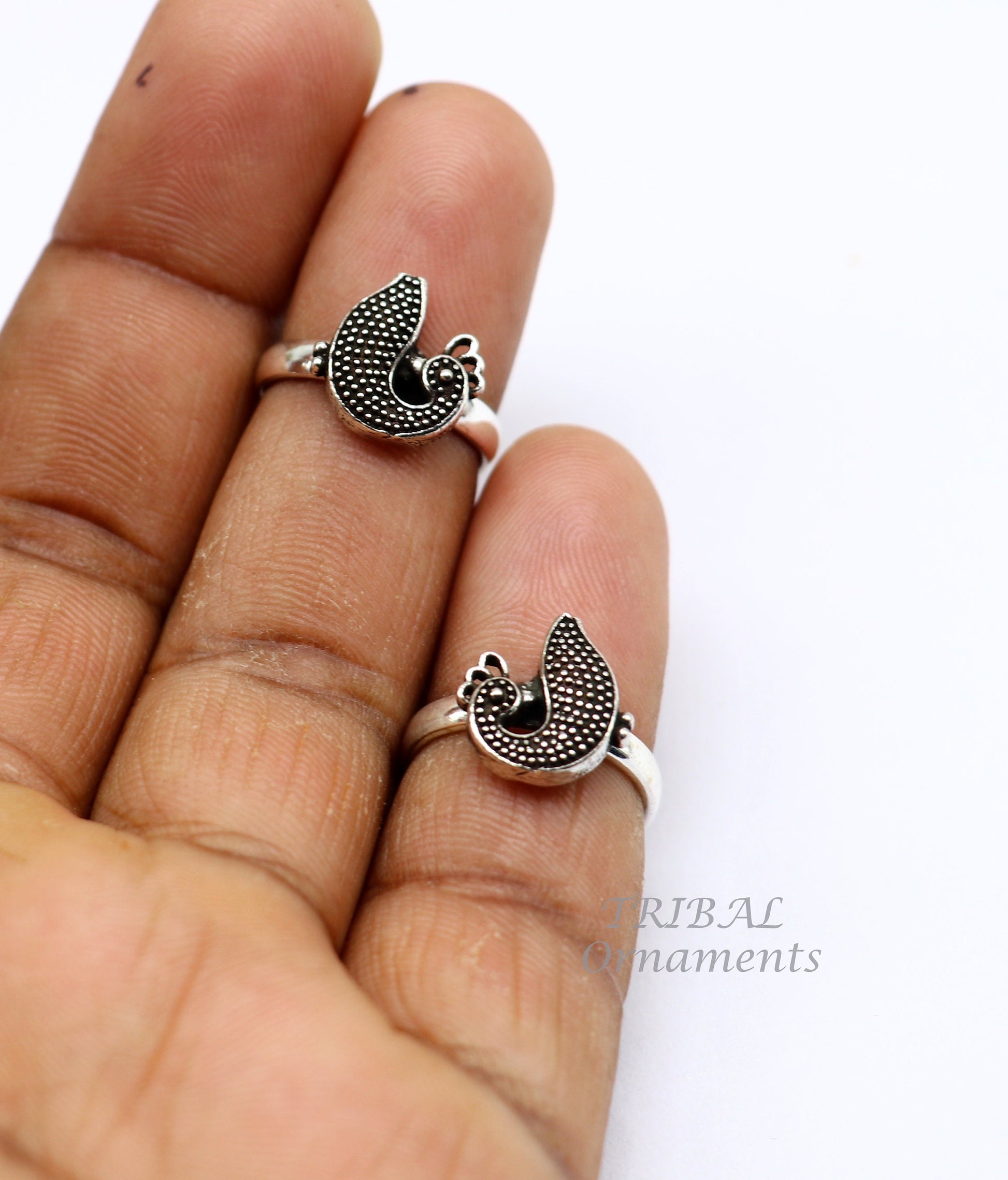 925 sterling silver handmade fabulous peacock design toe ring band tribal belly dance vintage style ethnic jewelry ytr38 - TRIBAL ORNAMENTS