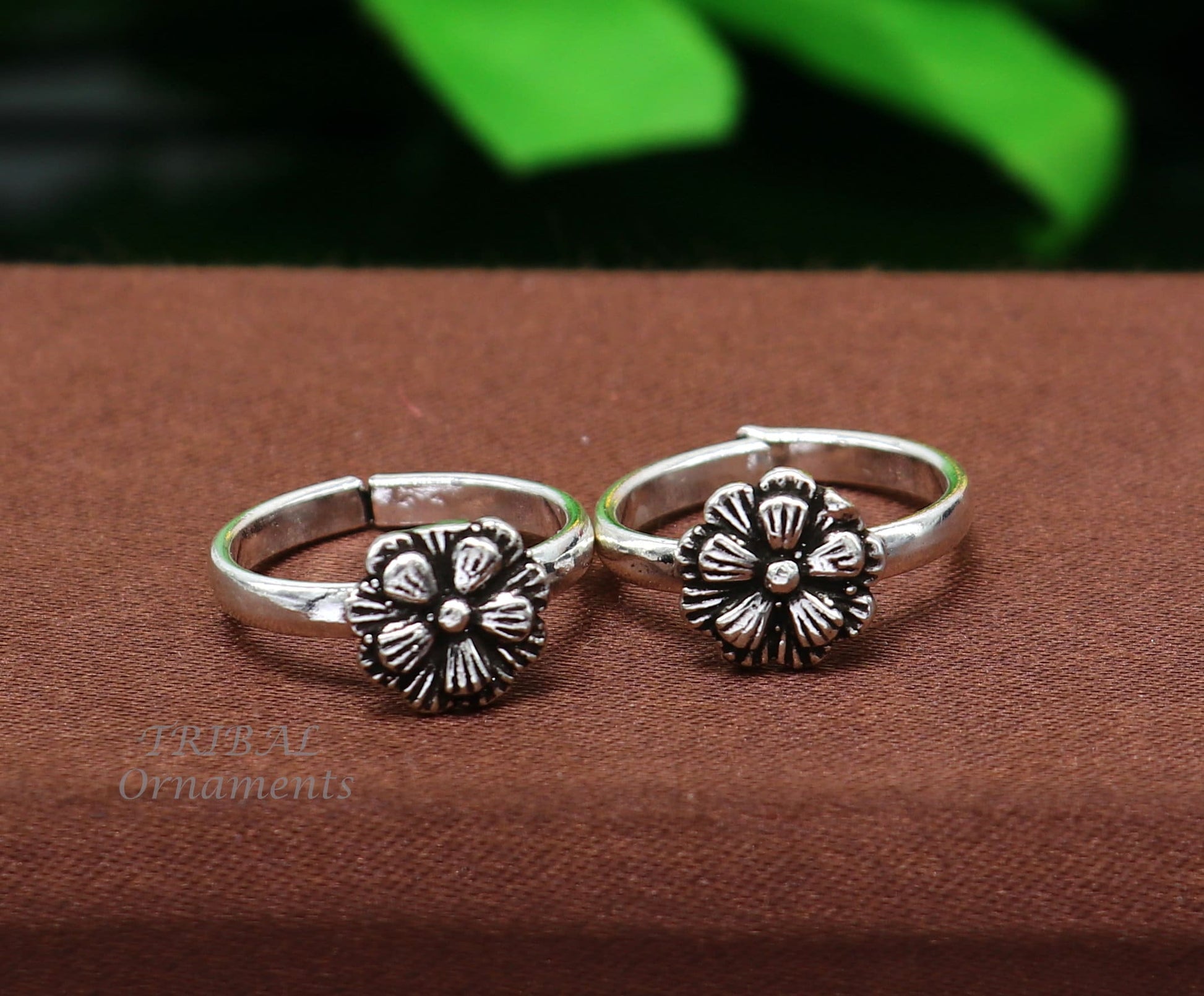 925 sterling silver excellent vintage floral design handmade toe ring, toe band stylish modern women's brides jewelry from india ytr41 - TRIBAL ORNAMENTS