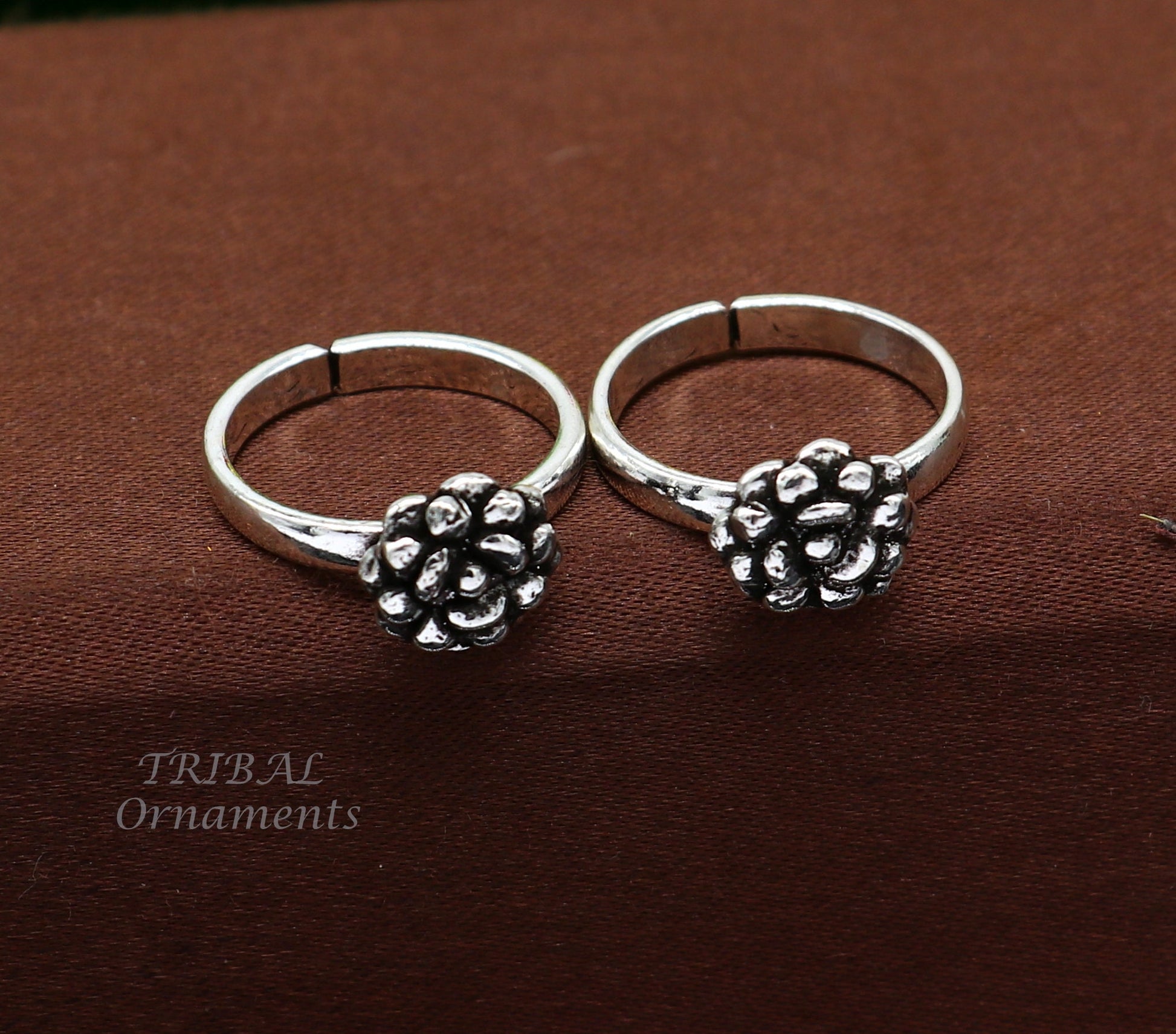 925 sterling silver excellent vintage floral design handmade toe ring, toe band stylish modern women's brides jewelry from india ytr42 - TRIBAL ORNAMENTS