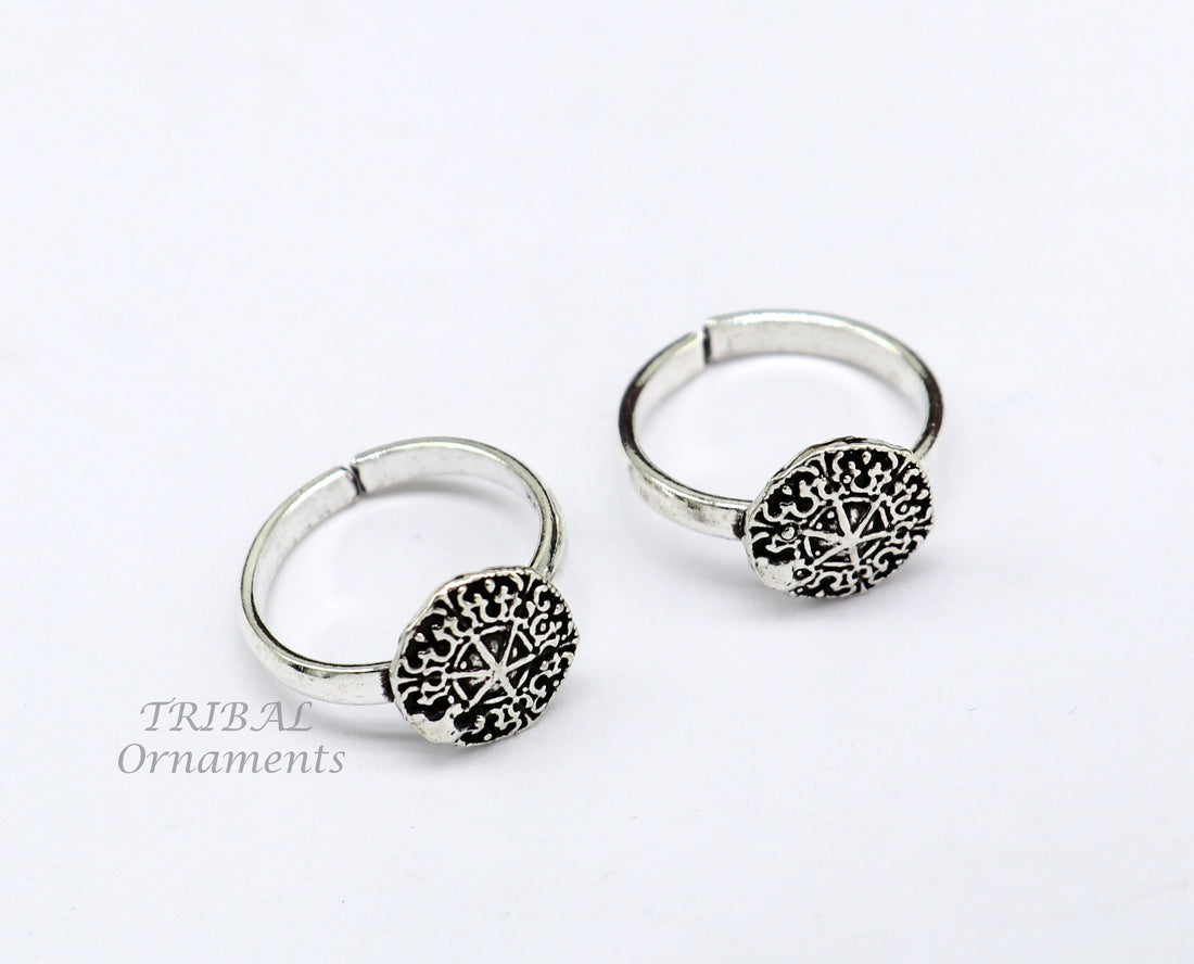 925 sterling silver elegant floral design handmade toe ring, toe band stylish modern women's brides jewelry, india traditional jewelry ytr45 - TRIBAL ORNAMENTS