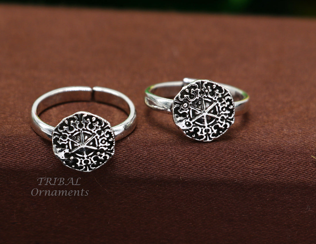 925 sterling silver elegant floral design handmade toe ring, toe band stylish modern women's brides jewelry, india traditional jewelry ytr45 - TRIBAL ORNAMENTS