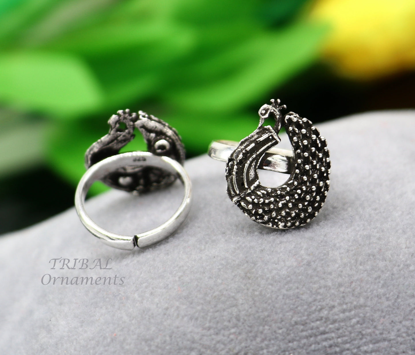 925 sterling silver elegant peacock design handmade toe ring, toe band stylish women's brides jewelry, india traditional jewelry ytr46 - TRIBAL ORNAMENTS