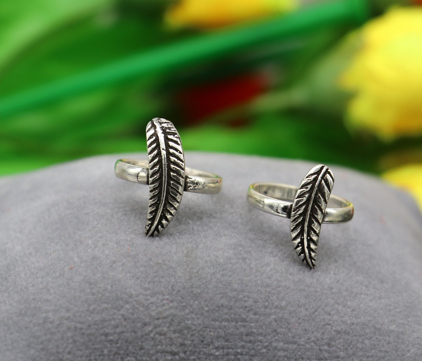 925 sterling silver amazing leaf design handmade toe ring, toe band stylish modern women's brides jewelry, india traditional jewelry ytr47 - TRIBAL ORNAMENTS