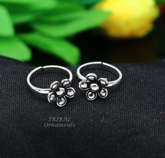 925 sterling silver amazing flower design handmade toe ring, toe band stylish modern women's brides jewelry, india traditional jewelry ytr48 - TRIBAL ORNAMENTS