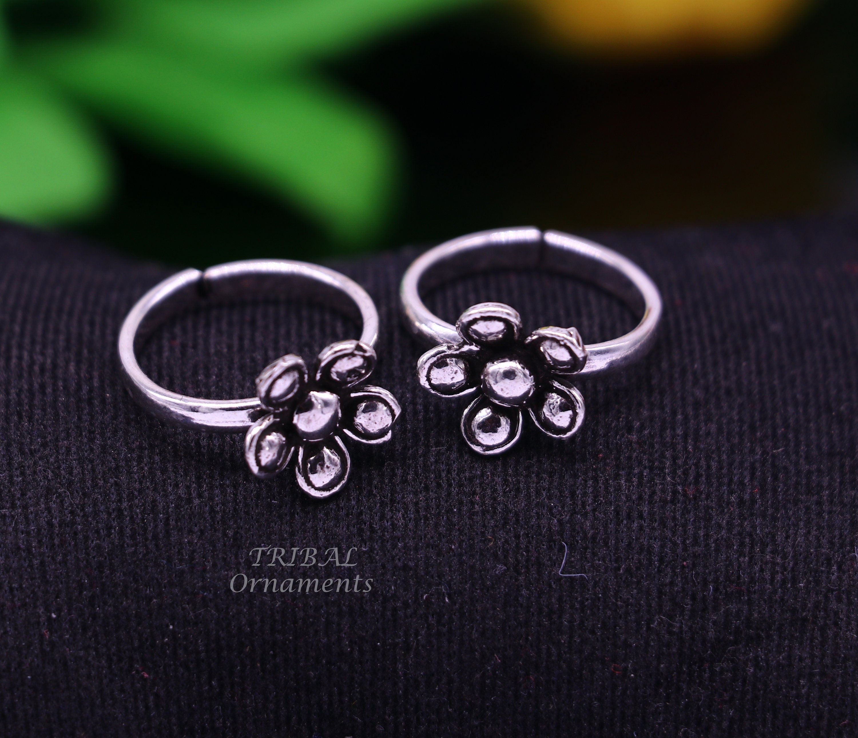 Flower Design Silver Toe Ring Jewelry - Gem O Sparkle