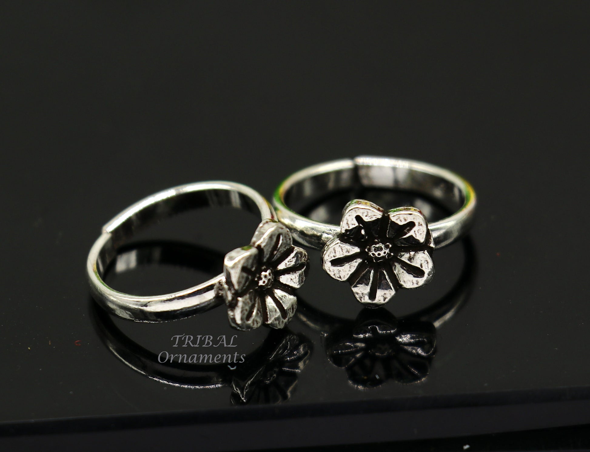 925 sterling silver amazing flower design handmade toe ring, toe band stylish modern women's brides jewelry, india traditional jewelry ytr49 - TRIBAL ORNAMENTS